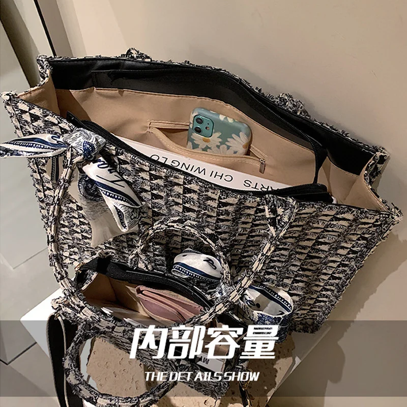 Women’s Tote Bags 2022 Trend New Mass Canvas Shoulder Bags Luxury Designer Handbags Casual Fashion Messenger Bags - 3