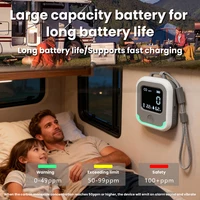 เครื่องตรวจจับคาร์บอนมอนอกไซด์แบบพกพา จอแสดงผล LCD ฟังก์ชั่นสามประการ สำหรับการเดินทาง บ้าน รถบ้าน RV เครื่องตรวจจับ CO พร้อมเซ็นเซอร์วัดความชื้นและอุณหภูมิ 2