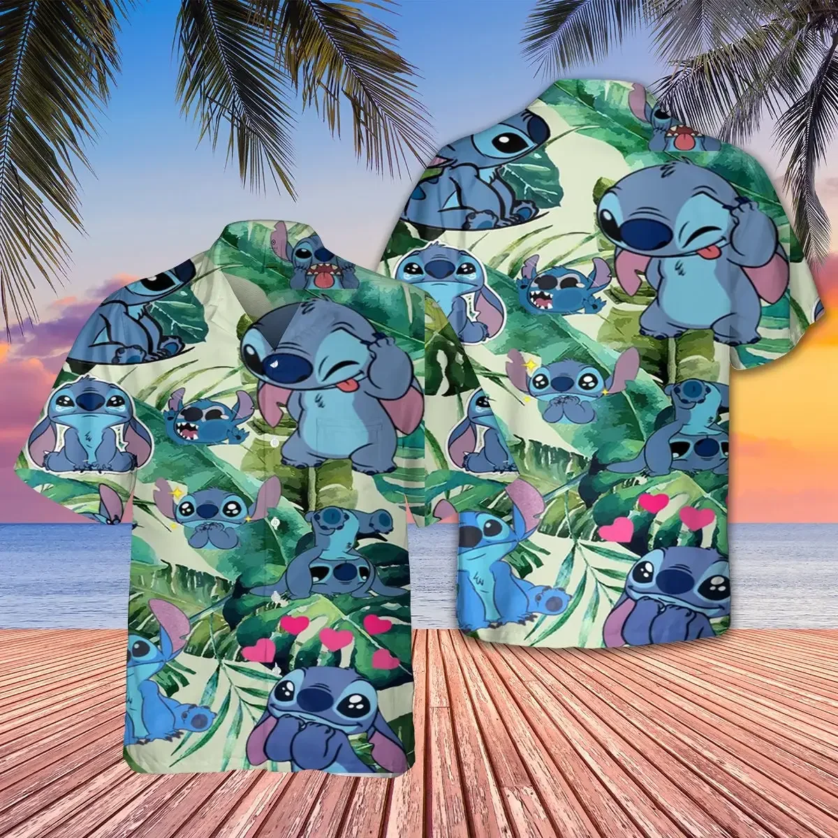 Hawaiian Shirt Stitch Disney Vintage Button Down Men Women