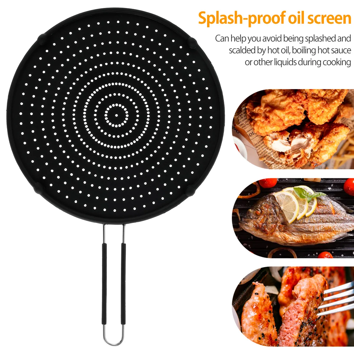 Silicone Splatter Screen Pan Cover 11, Heat Insulation Cooling Mat,  Strainer, Drain Board, Oil Splash Guard for Frying Pan, Non-Stick, Heat  Resistant