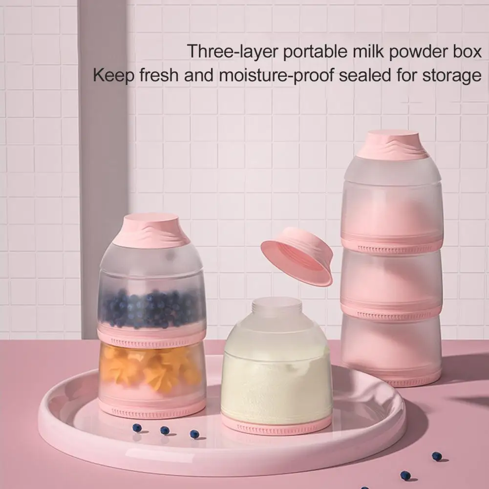 Snack Storage Container 3 IN 1 Milk Powder Dispenser Large Capacity Cold Resistance Stackable Milk Powder Container
