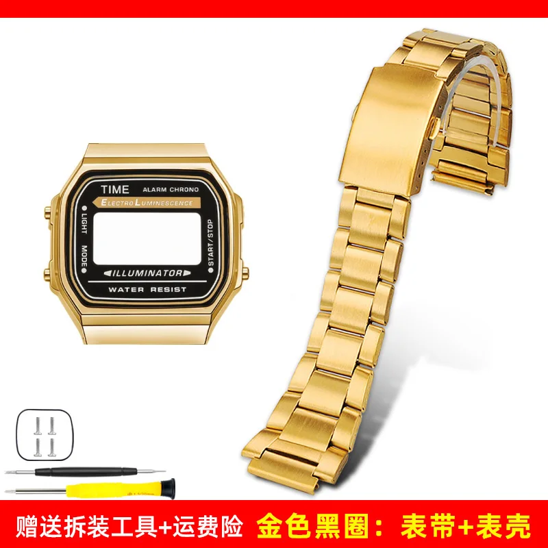 Premium Stainless Steel Watch Case Mod Kit with Glass Waterproof Ring and Screws - Full Metal Replacement Accessories