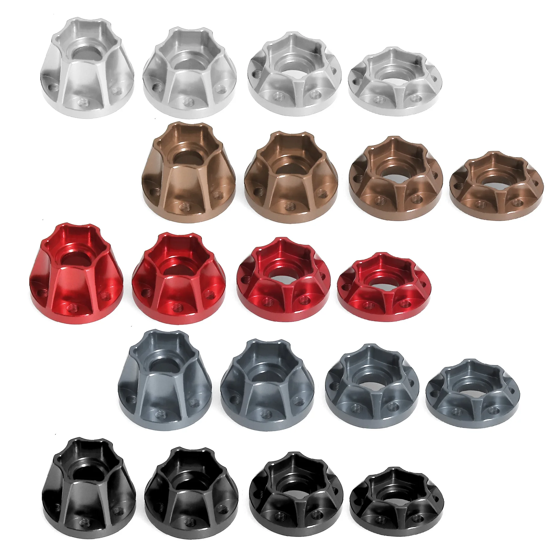 4PCS Wheel Hex Hubs Extension Combiner Set 6/9/12/15mm for 1.9/2.2 Inch RC Car Wheel Aluminum Alloy Wheel Spacers for CC01 D90