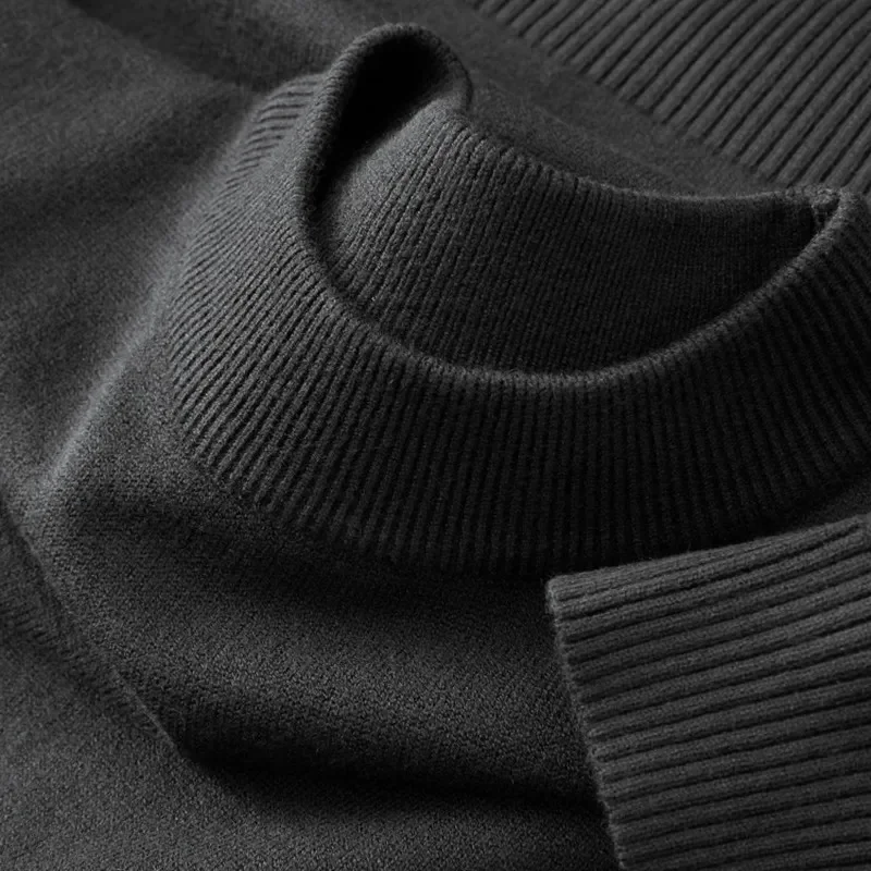 [Thin] half collar sweater-Black