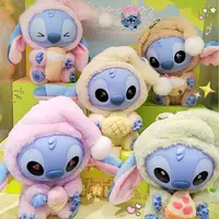 Original Disney Lilo & Stitch Eat Something Before Sleep Blind Box Plush Doll Cute Pajamas Stitch Kids Toy Bag Pendant Gift