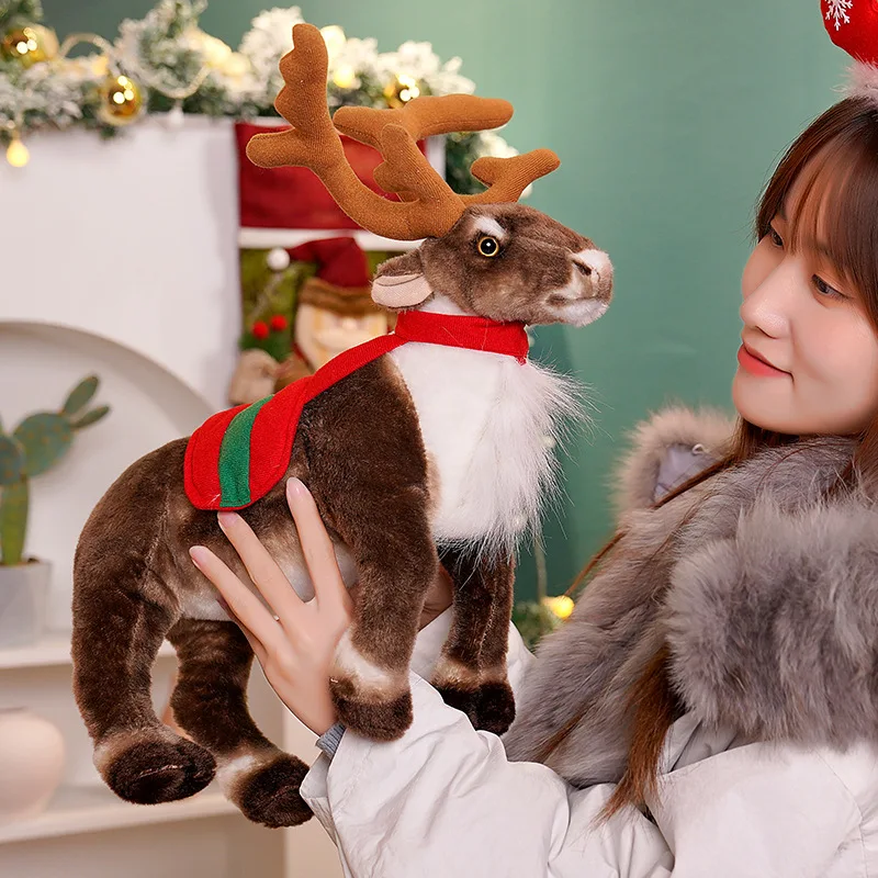 Renna natale cervo natale alce peluche simulazione decorazioni natalizie per la casa buon natale capodanno ornamento  15