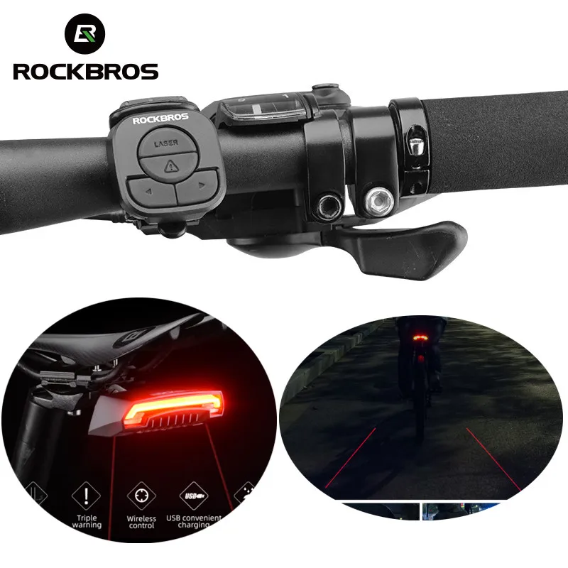 ROCKBROS Wireless Remote Control Bicycle Rear Light LED USB