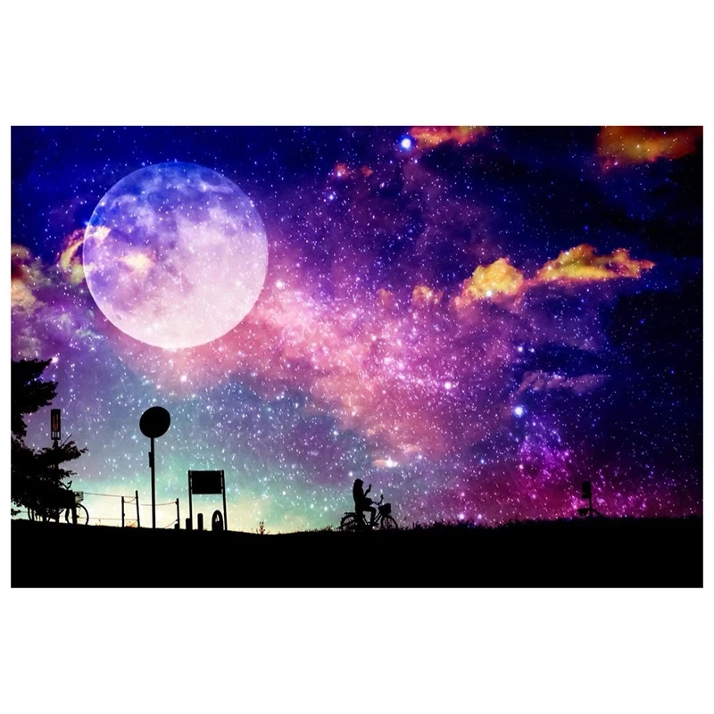 

HOT SALE Round Diamond Full Diamond Diamond Painting Set Living Room Dining Room Decorative Painting Mural Starry Sky Bike