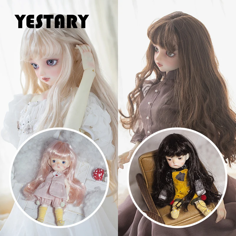 

Парик YESTARY для шарнирной куклы, 1/3, 1/4, 1/6 размеров, аксессуары для кукол, парик, искусственный мохер, модные длинные волосы, подходящие ко всему рулонные челки, парики