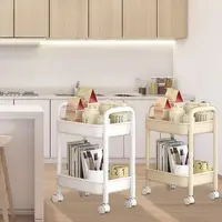 Rolling wheel Kitchen Cart Waterproof 2 Tier Anti-Slip Cart Shelf for Skin Care Products Sauce Bottles Small Storage Trolley 4