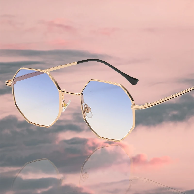 Fashion Retro Metal Sunglasses Classic Polygonal Octagon Glasses