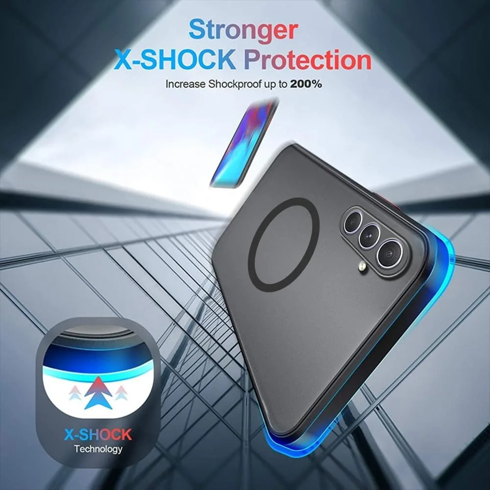 Enhanced Armor Matte Magnetic Phone Case with Frosted Wireless Charge Cover
