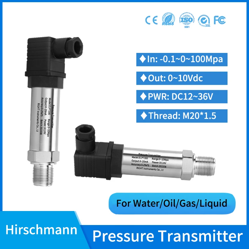 

Diffused Silicon Vacuum Absolute 0-10v Water Liquid Feul Oil Pressure Transmitter Sensor Gas Pipe Pneumatic Pressure Transmitter