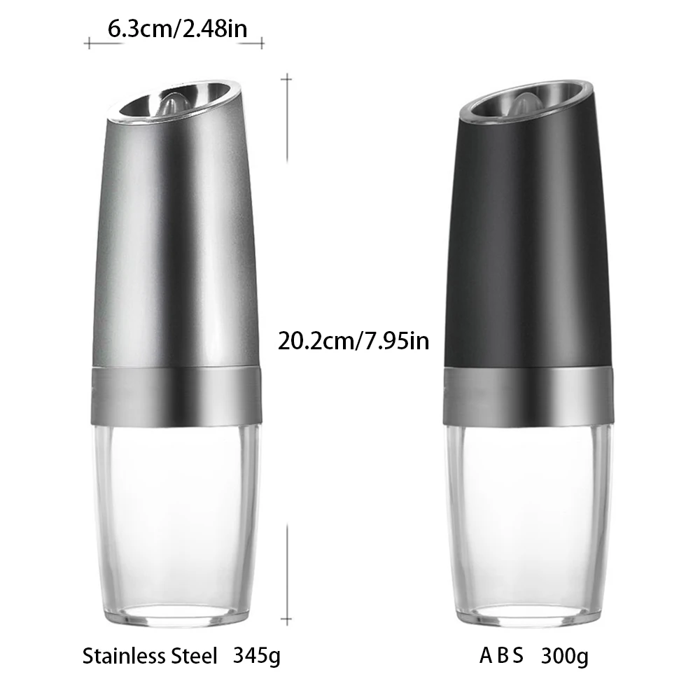 Automatic Salt Pepper Mill Grinder Electric Stainless Steel LED Light Gravity Operated Mills Kitchen Spice Tools Set for Cooking