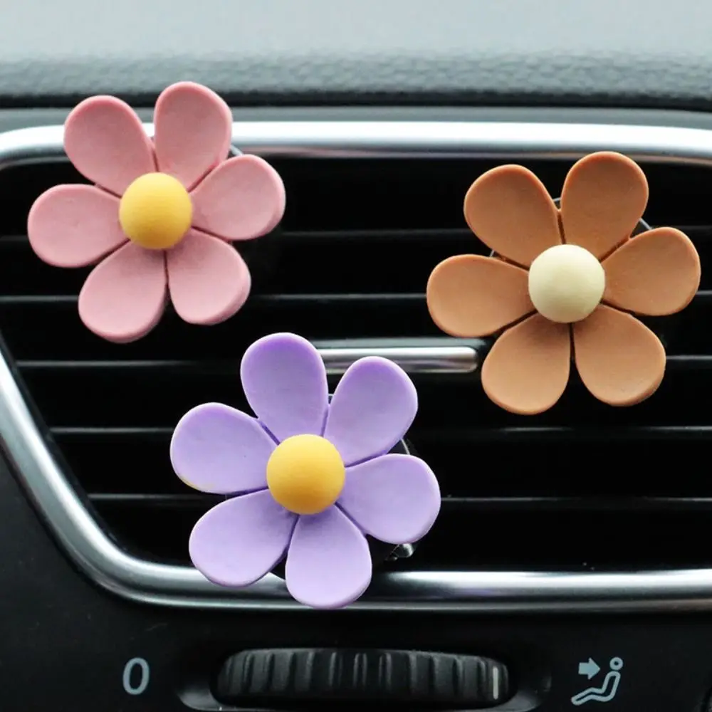 Five-petal Flower Car Perfume Decorative Clip Daisy Car Air Conditioning Outlet Clip Daisy Scented Holder 3Pcs/Set car perfume clip