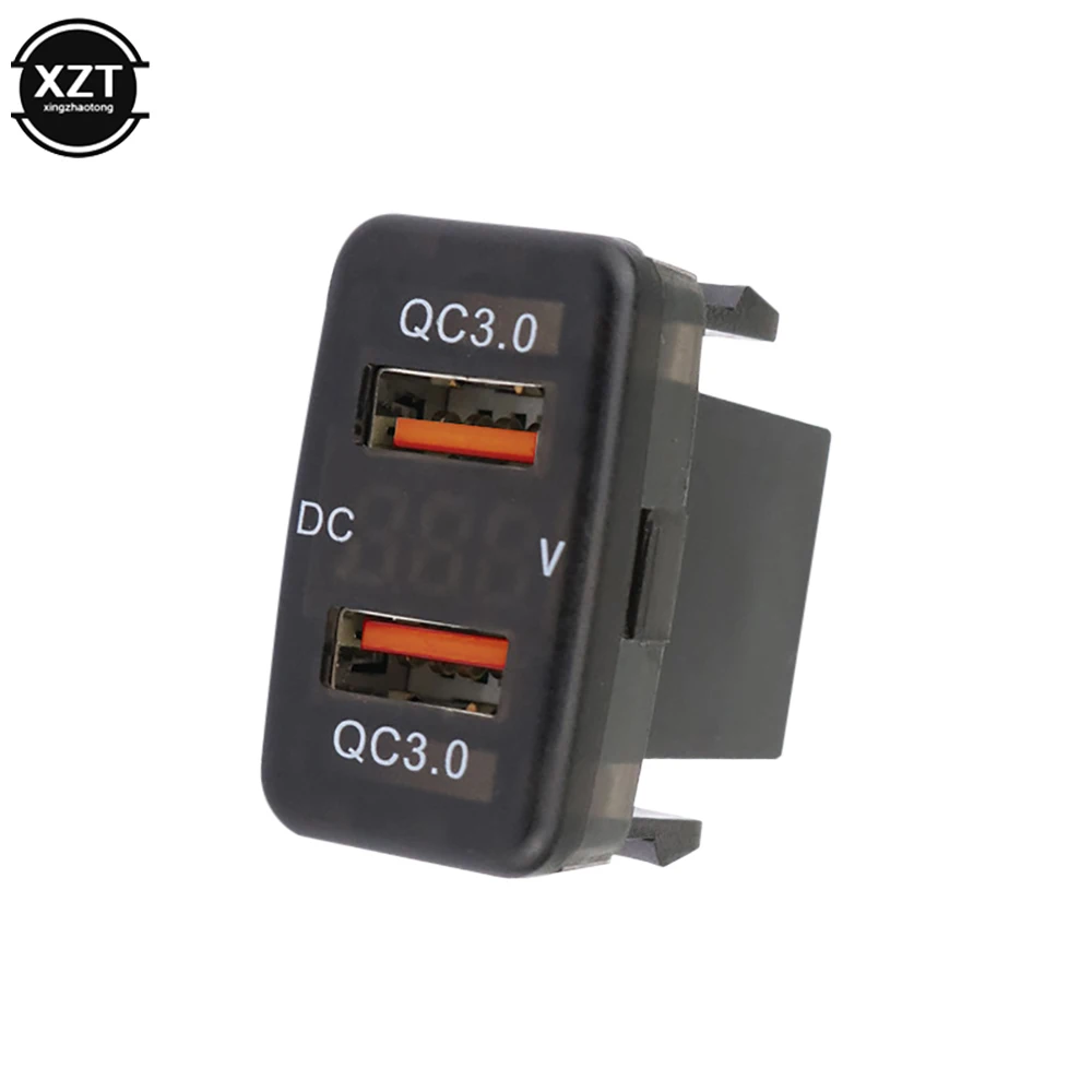 듀얼 QC3.0 급속 충전 USB 자동차 충전기 소켓, 도요타 자동차 액세서리 방수, 전압 디스플레이 전원 어댑터 포함, 12V-24V