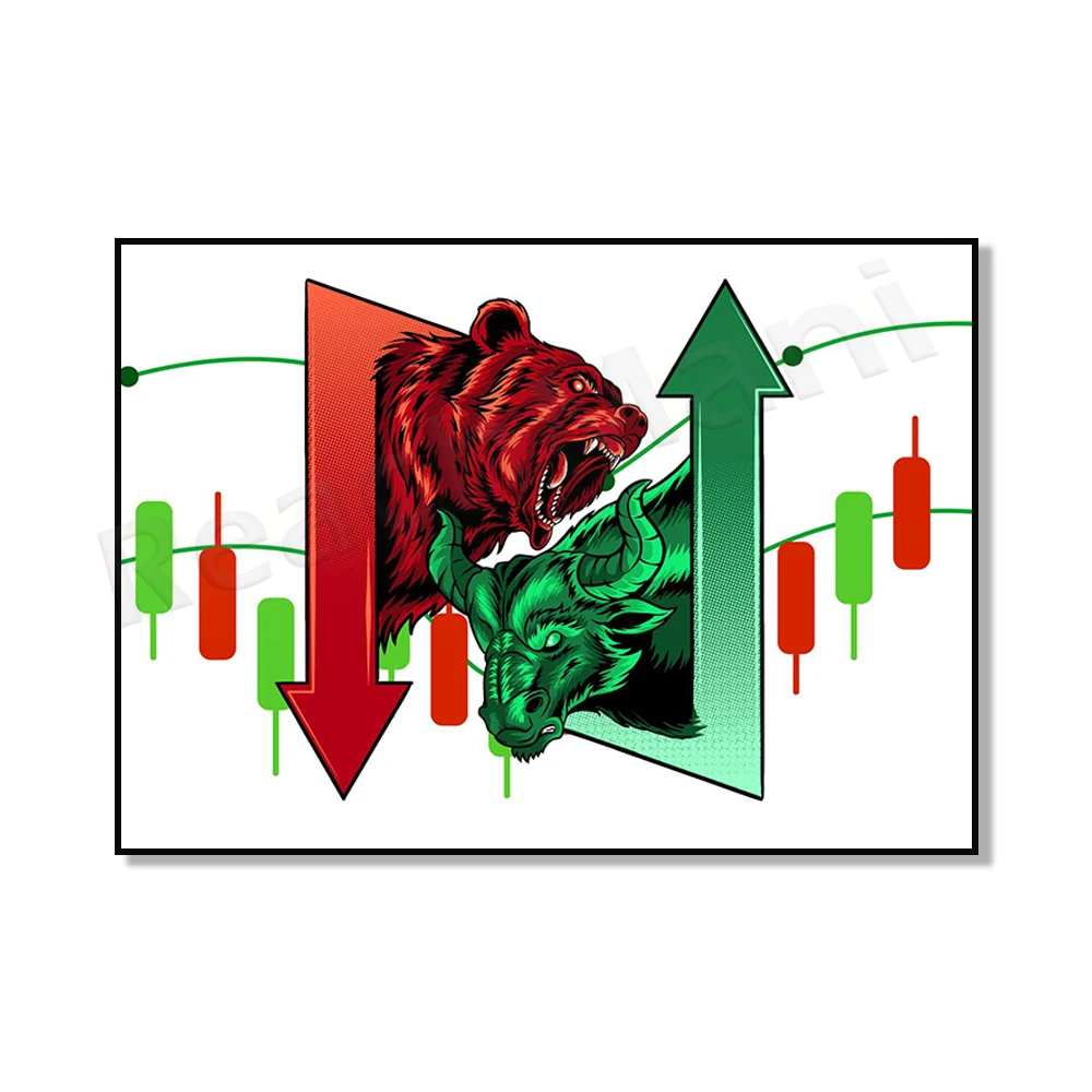 Usoway Bull Vs Bear Stock Market Trading Framed Poster For Wall Art Decor Bathroom Canvas Art Pictures Prints UnFramed,12x12inch(30x30cm - View #14