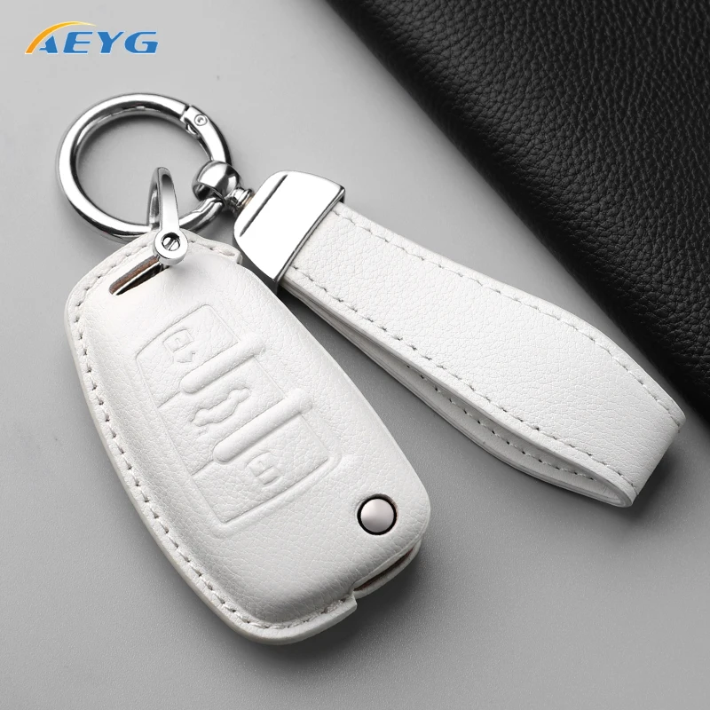 Premium Leather Car Key Case Cover with Key Chain Holder