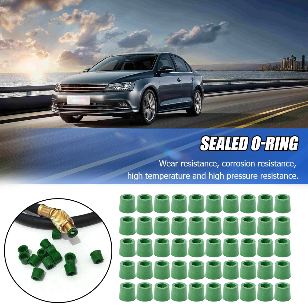 Repair Rubber Sealing O-ring Manifold 50pcs A/C 1/4 inch Charging Hose Green Outdoor Anti-resistance Repairing Parts
