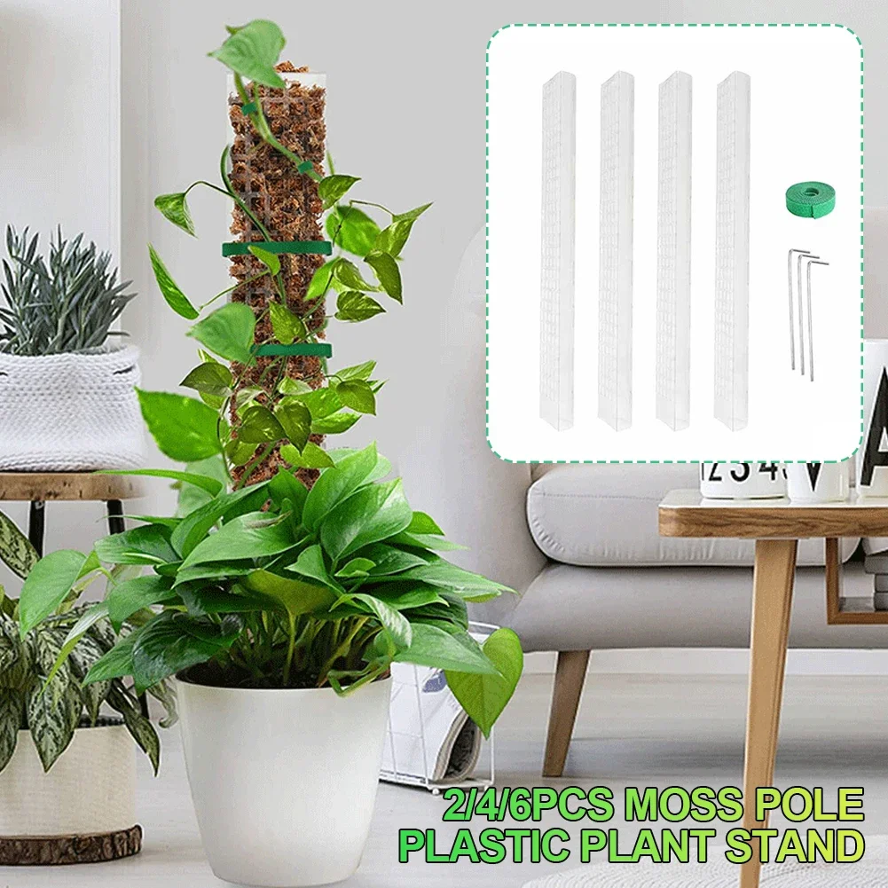2/4/6Pcs Climbing Plant Water Moss Column Indoor Moss Pole Plants Plastic Pole Sphagnum Support Potted Support Accessory
