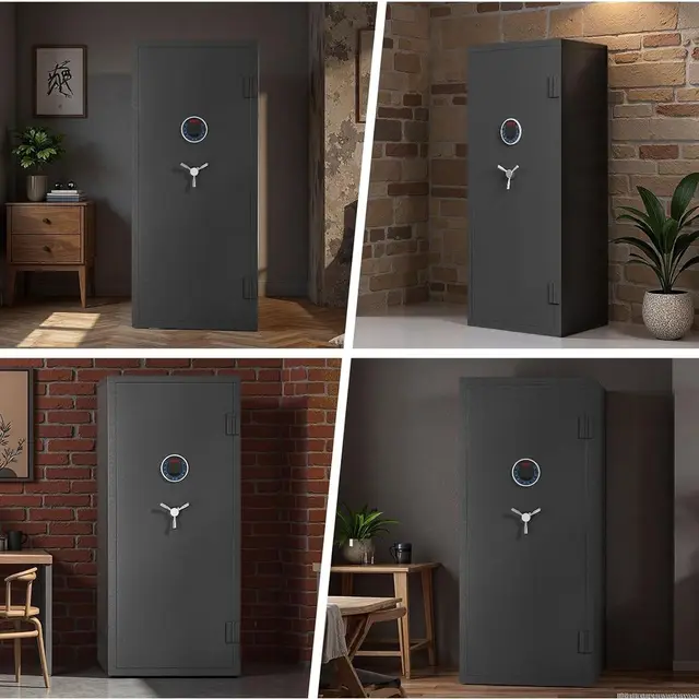 Large Digital Gun Safe for Rifles and Pistols with Silent Alarm, Adjustable Shelf, Gun Rack, and LED Light - Home and Shotgun St 6