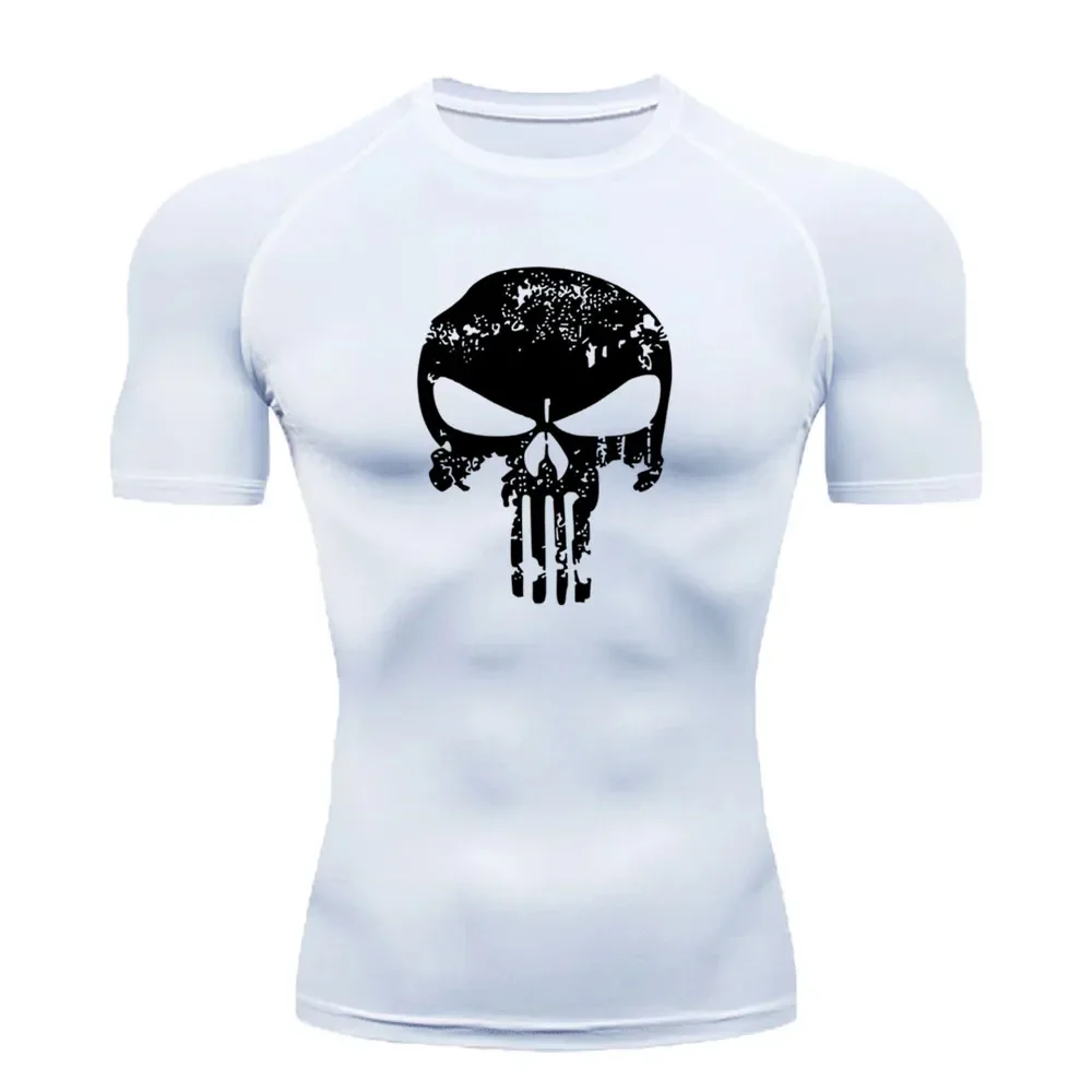 Men's Marvel's The Punisher Compression Shirt Superhero Anime Gym Shirt Quick Drying Athletics Tops Tees Summer Fitness Basketball