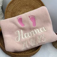 Personalized Custom Name Baby Blanket for Newborn Soft Knit Nursery Blanket Unique Gift for Baby Showers Christening Birthdays 1