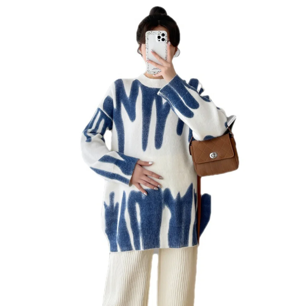 Autumn Winter Maternity Sweaters Long Sleeve Pregnant Woman clothing Knitting Pullovers Coats pregnancy photoshoot Sweaters