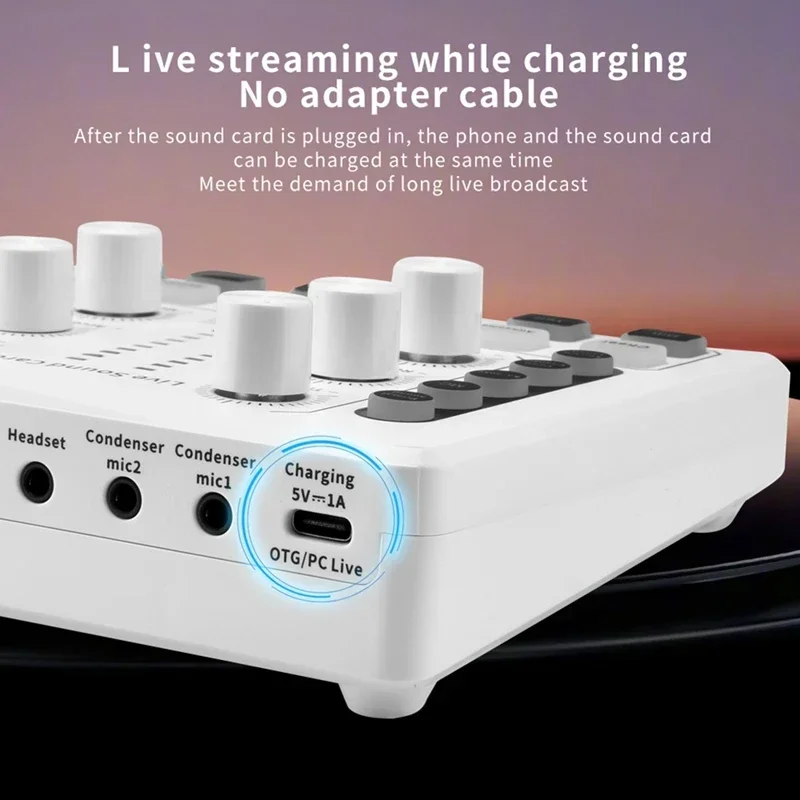Audio Mixer Sound Card Audio Interface M8 Live Sound Card Podcast Equipment Microphone Wireless Bluetooth Noise Reduction Live Streaming Podcasting Record