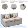 Outdoor Sectional 2-Piece Wicker Sofa in Pearl Gray, w 2 Stripe Pillows, Gray Cushions Elegant Patio Furniture Add-on Armless C 5