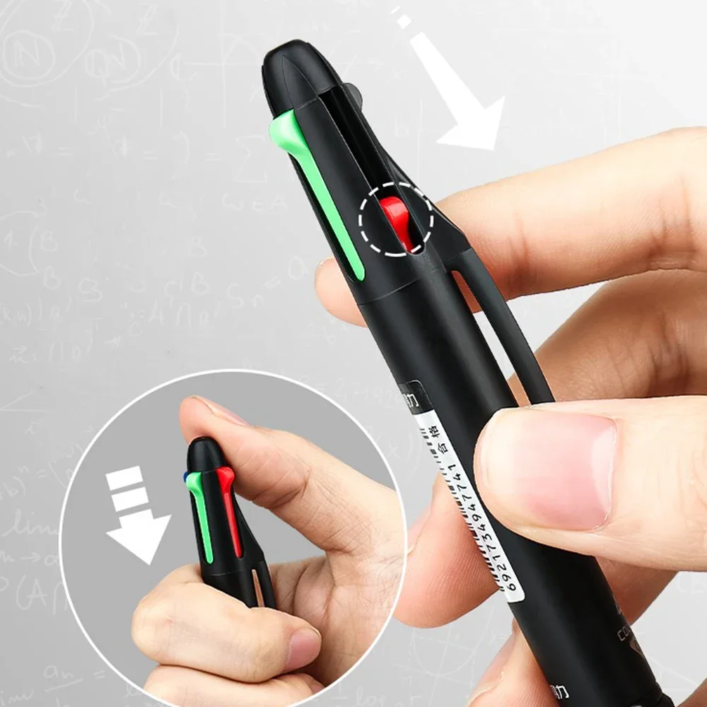 2pcs Deli Multi Functional Ballpoint Pens 0.7mm Oil Ink 4&1 Blue Black Red Green for Writing Kawaii School Office Stationery