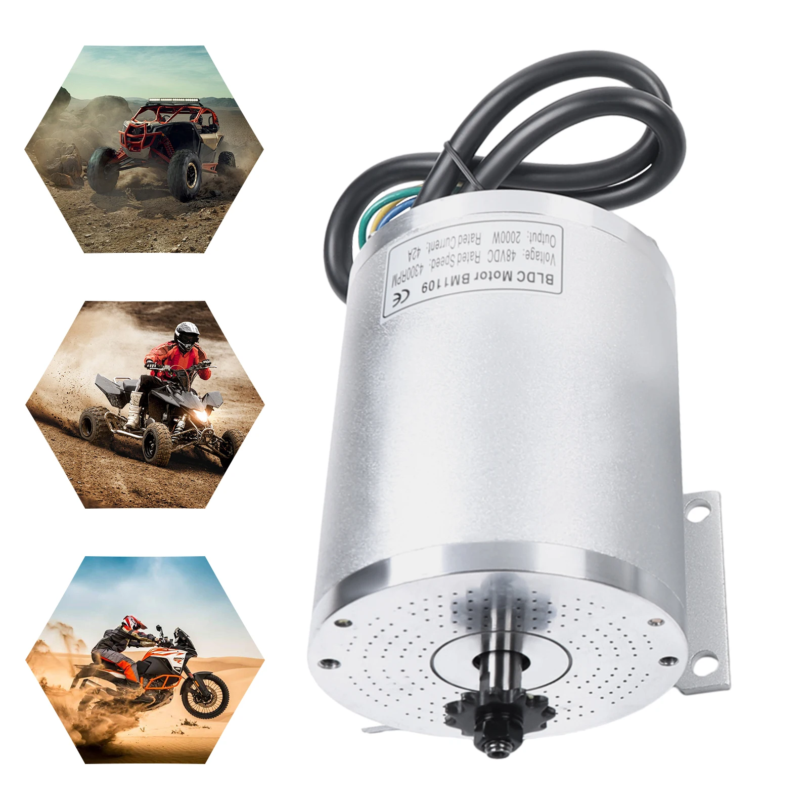 2000W 48V DC Electric Brushless Motor For Kit Electric Scooter E-Bike Go-Cart Bicycle Conversion
