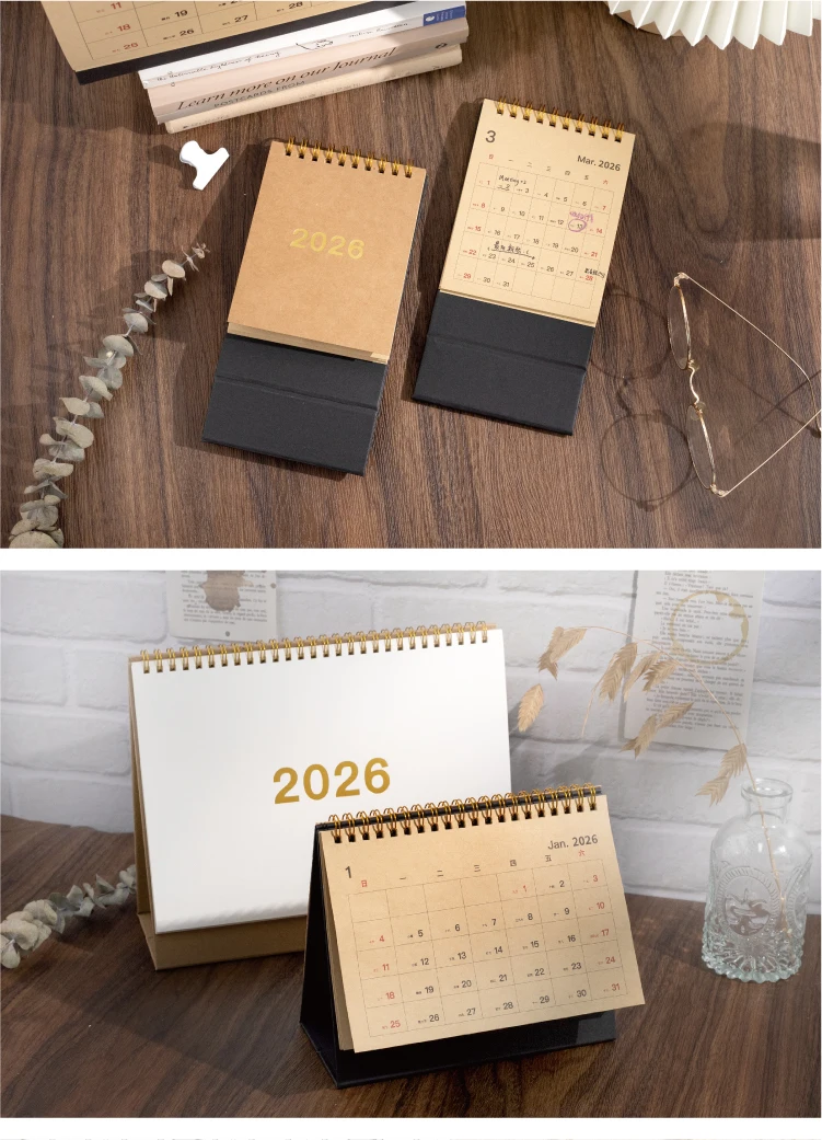 Journal GO Tragbarer, vereinfachter Standkalender, 2026-Seiten-Flip-Desktop-Ornament, Check-in-Planer, Kalender, Schule, Bürobedarf – Detail 15