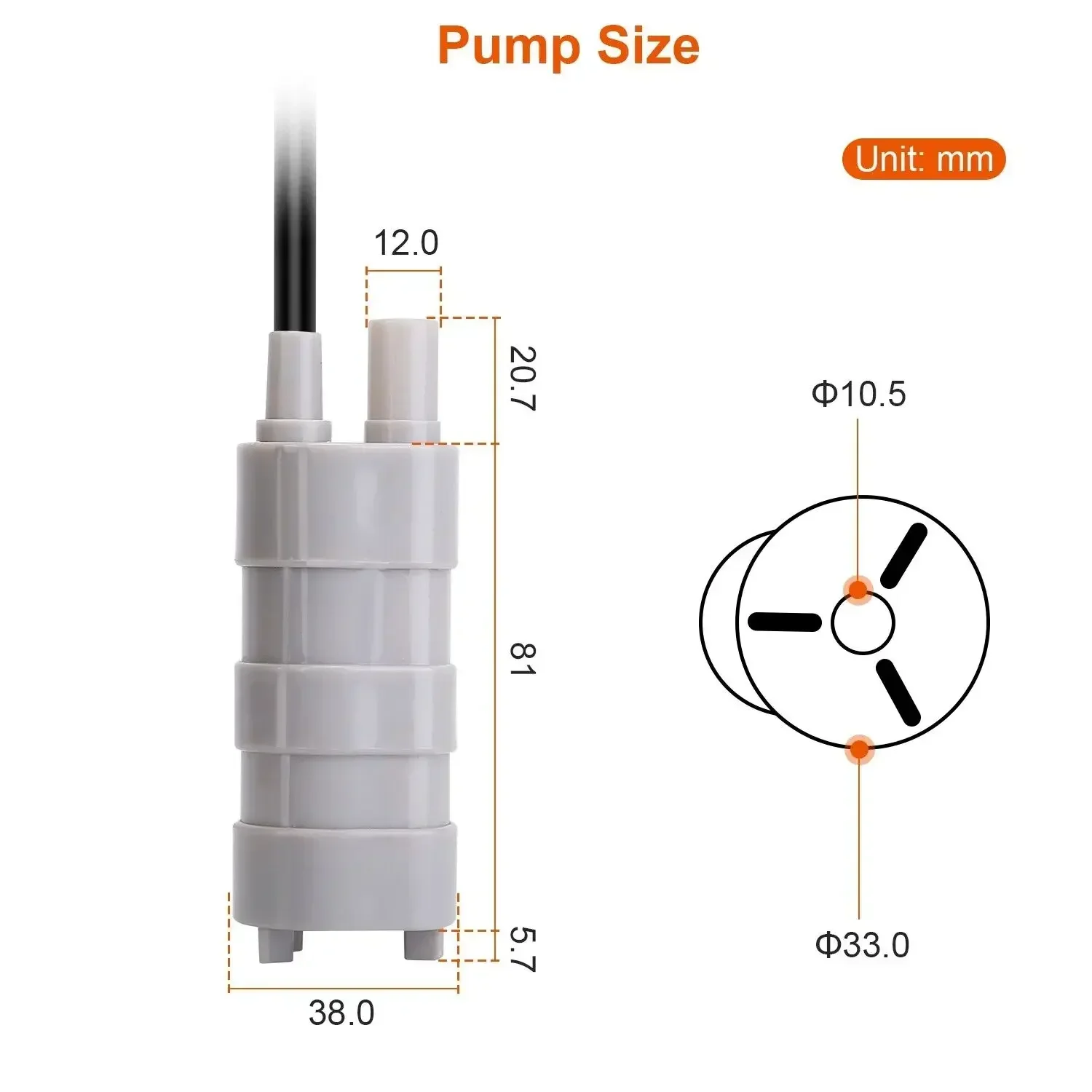 QWORK® 12V Dompelpomp 840L/H 5 Maximale Waterhoogte Micro Motor Waterpomp Voor Rv Vijver Aquarium Fontein 686816653