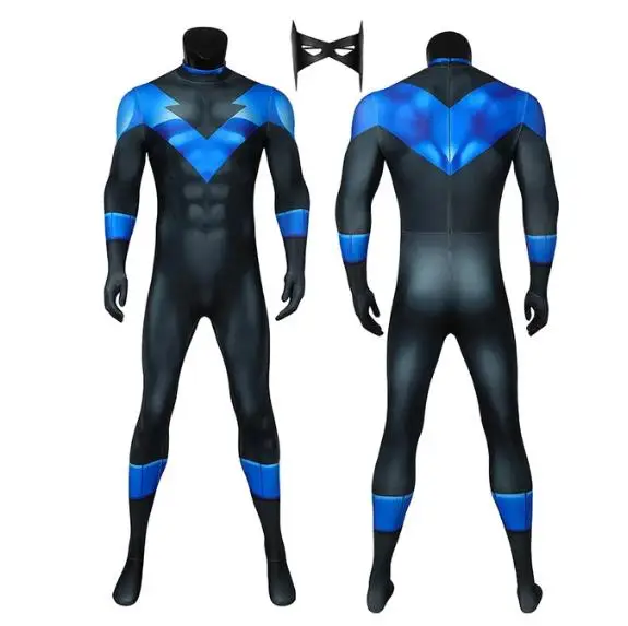 Halloween Night Dick Cosplay Costume Jumpsuit with Eye Mask Superhero Zentai Suit