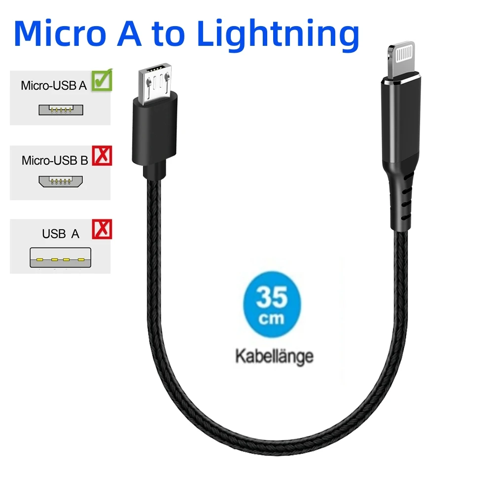 Cavo Corto Da Micro A Usb A Lightning Per Smartphone Al Display E-Bike Bosch, Direzione Di Ricarica Dal Display Allo Smartphone Otg