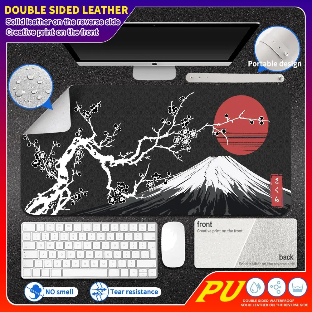 

sakura Mouse Pad PU Large Double sided leather mouse pad Computer accessories mat light luxury anti slip and waterproof desk pad