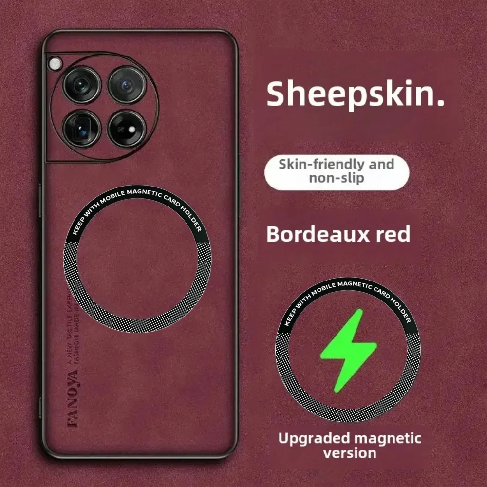 Vintage Sheepskin Magnetic Leather Phone Case with Magsafe Wireless Charging Compatibility