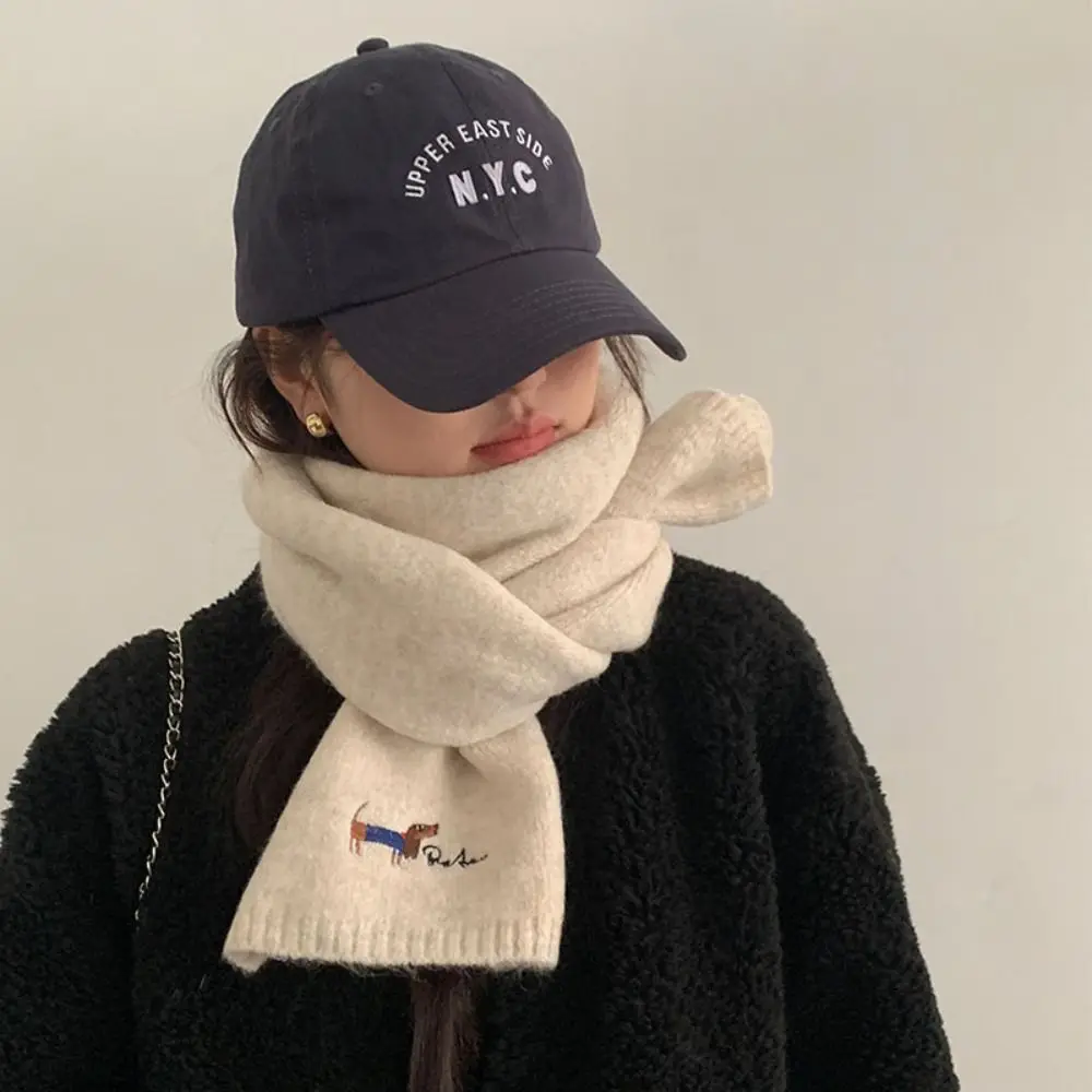 

Embroidered Dog Wool Scarf Retro Embroidery Letter Winter Cashmere Scarves Long Shawl Wool Scarves Embroidered Shawl Women/Men