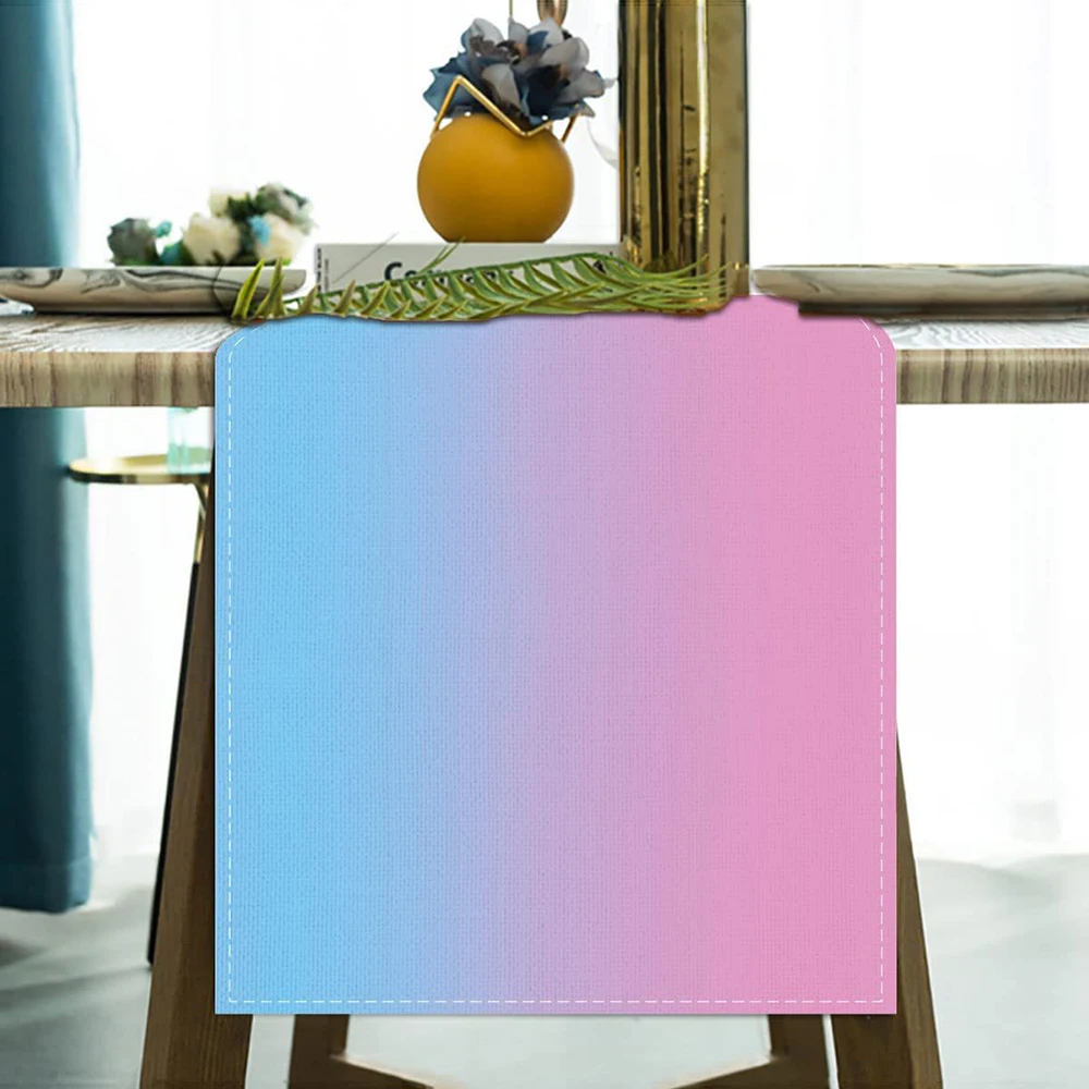 

Hawaii Theme Gradient Party Table Runner Linen Cloth Dinning Table Runner for Party Dinner Kitchen Coffee Table Covers 13x72inch