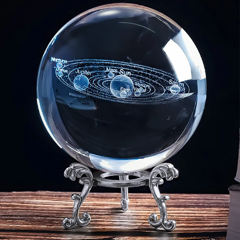 1PC, crystal ball with engraved sun and Milky Way glass balls, home decoration handicrafts