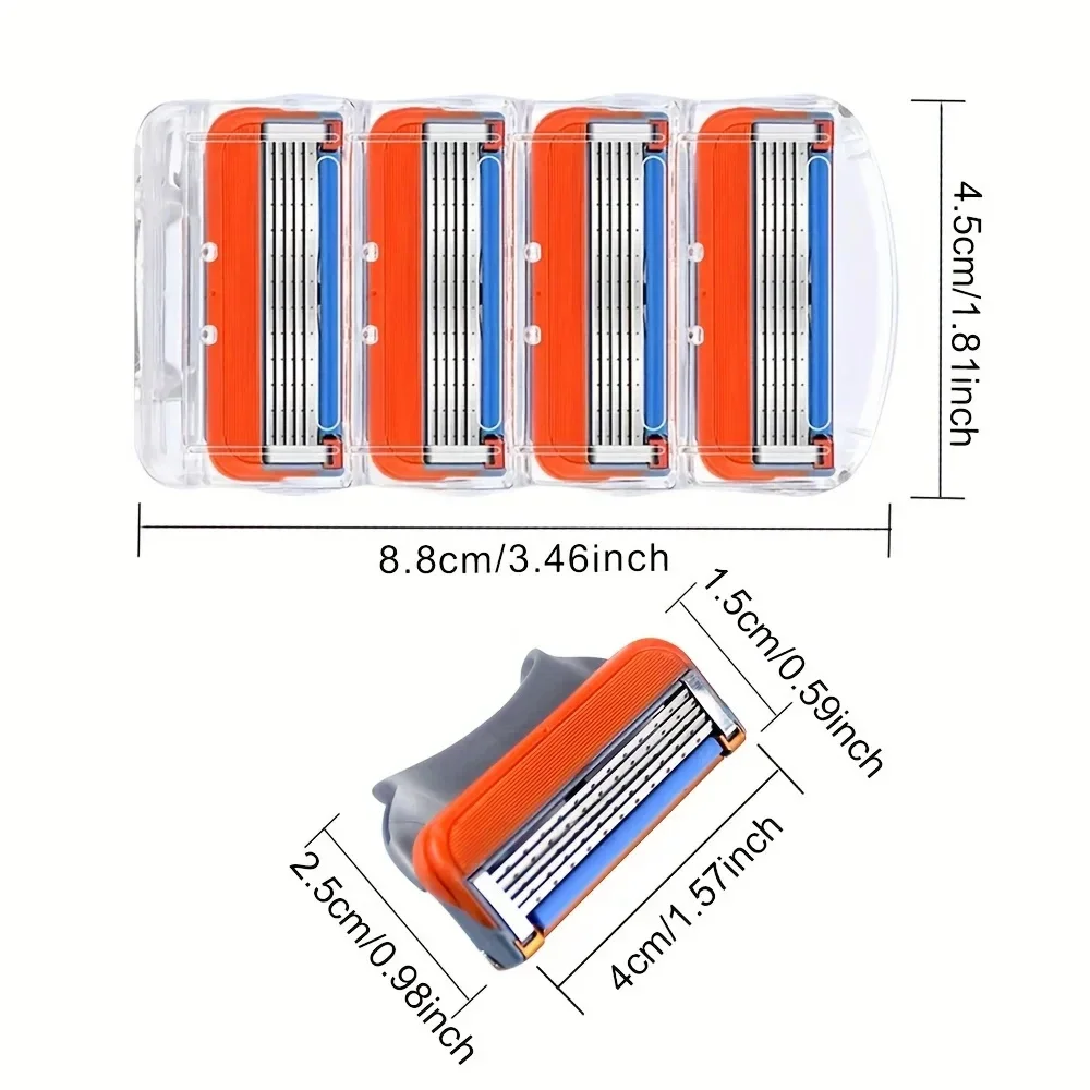 Razor Blades 4-48pcs Safety Manual Replacement Beard Shaver Head 5 Layers Blades for Men Reusable