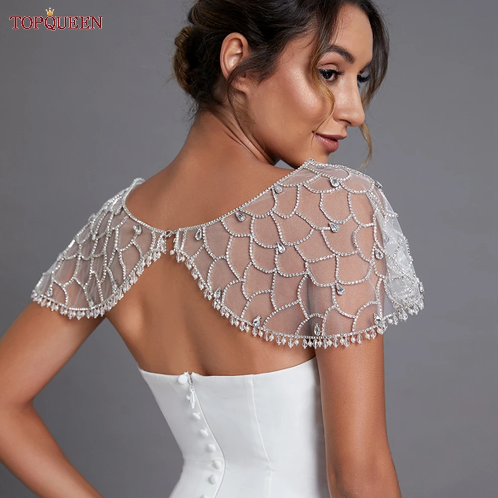 

TOPQUEEN SG14 Wedding Wraps Bridal Cape Luxury Party Bolero Elegant Jacket Women for Wedding Party Detachable Vest for Wedding