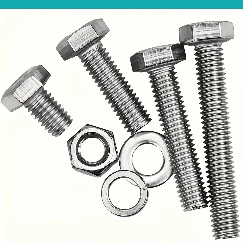 160 GUTEBANG M6 stainless steel bolt and nut kit-Heavy duty hexagonal screw with flat washer and spring washer.