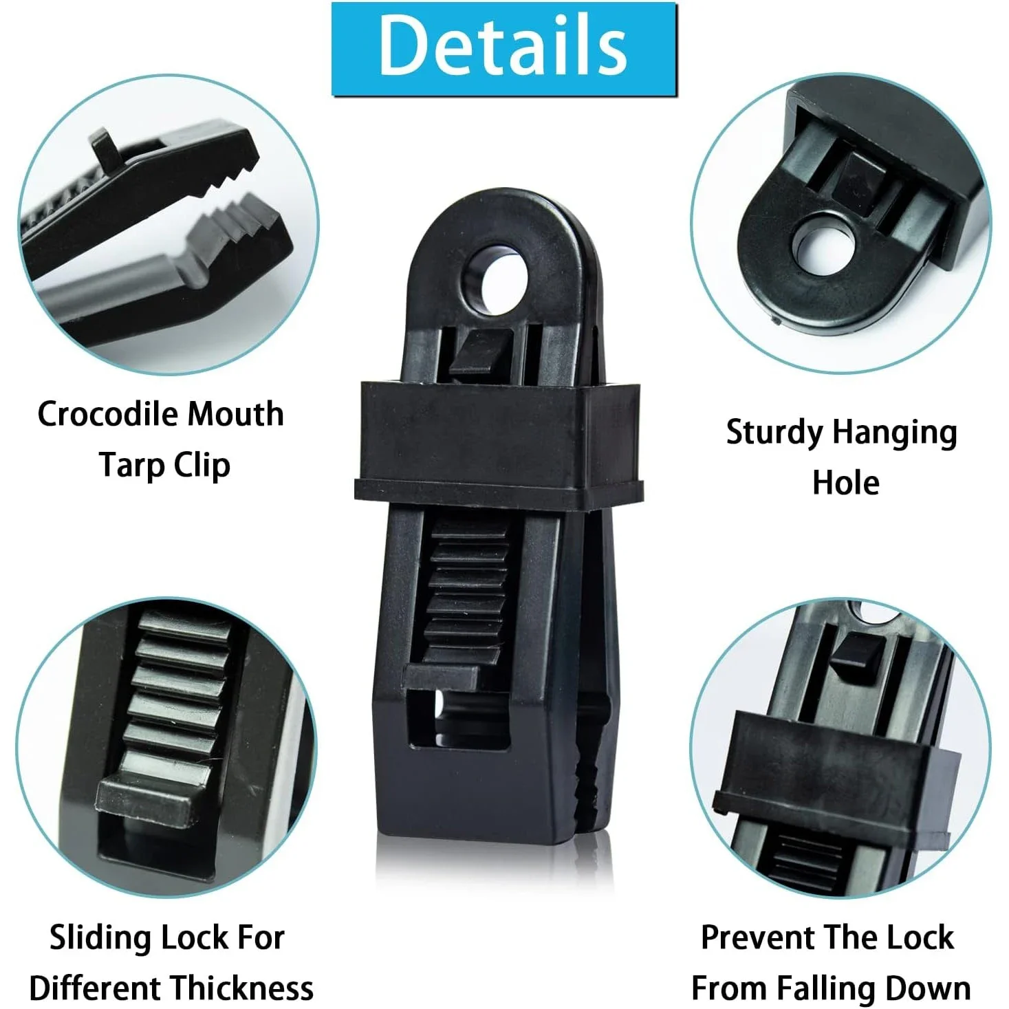 Plastic clips Tarp Clips Heavy Duty Lock Grip，Tarp Clamps for Cover Awnings, Outdoor Camping, Caravan Canopies, Car Tarp Clip Crocodile Mouth