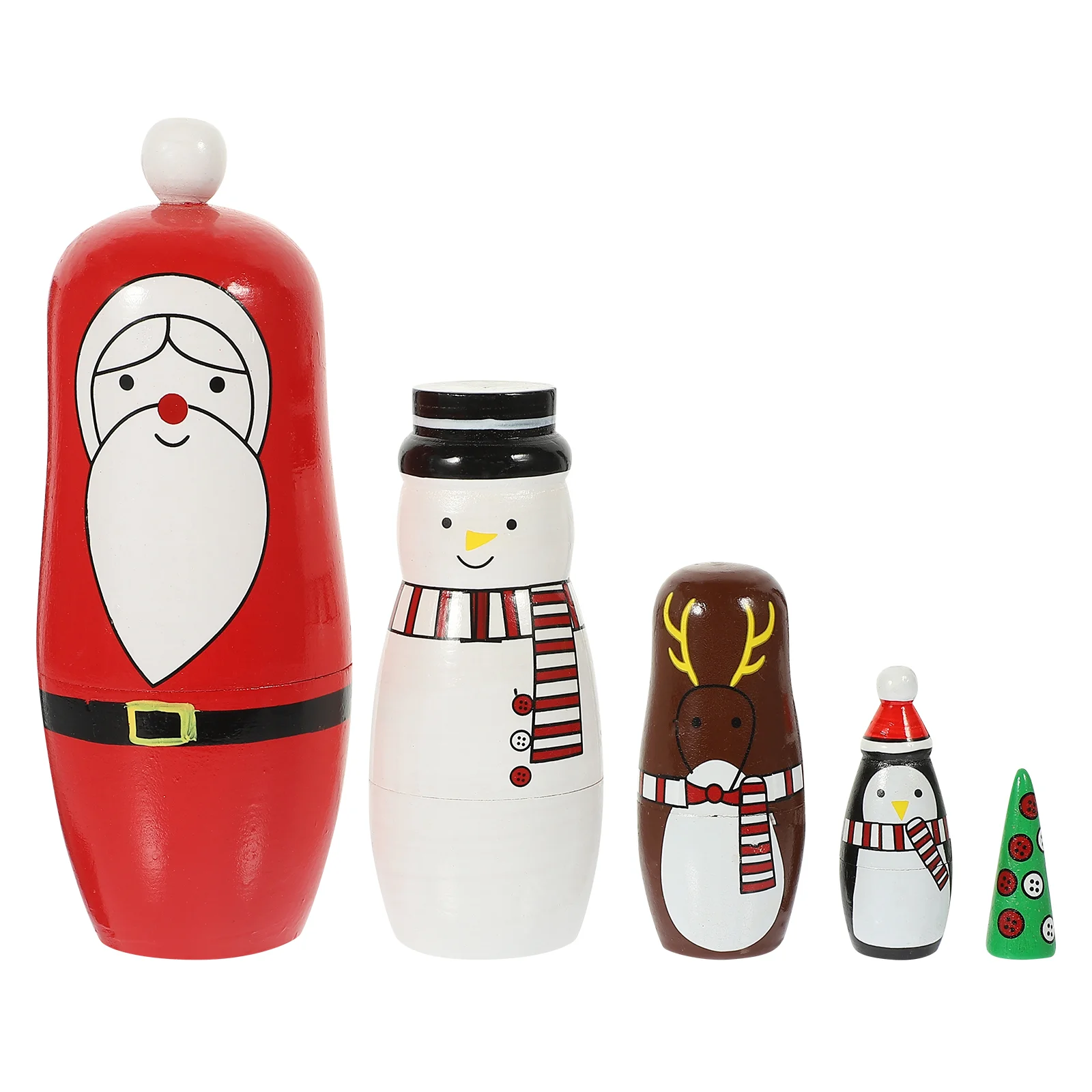 

5/6pcs Santa Claus Russian Nesting Dolls Handmade Wooden Matryoshka Toys Kids Christmas New Year Gift