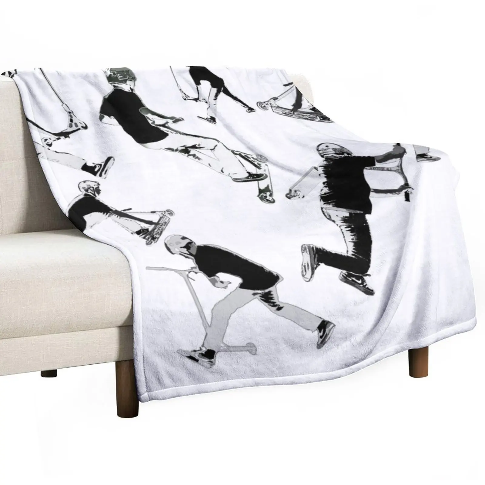 

Airtime!- Stunt Scooter Fun Throw Blanket Personalized Gift Furry Blanket For Sofa Luxury Blanket