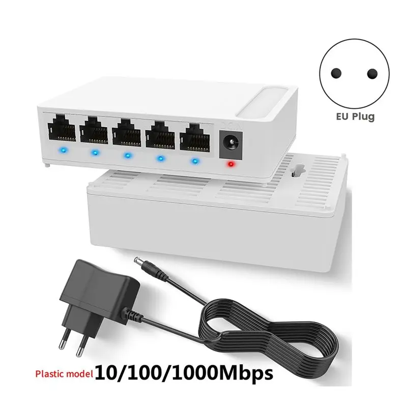 LC-1000Mbps 네트워크 이더넷 스위치 8포트 네트워크 이더넷 스위치 withvlan 5V 전원 공급 장치 네트워크 스위치 분배기 US 플러그