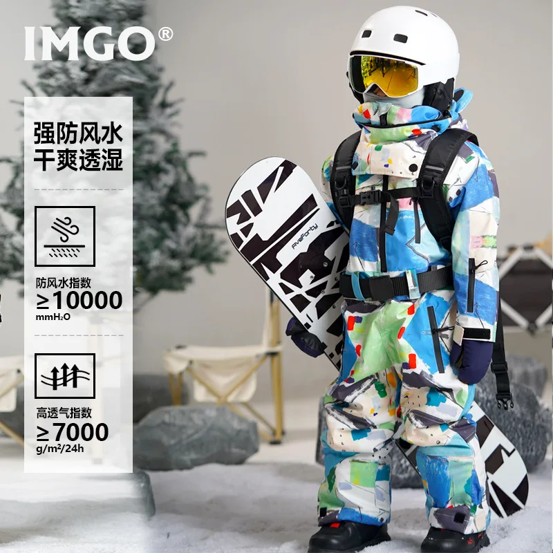 Children's Frog Head One-Piece Ski Suit High Permeability TPU Breathable Film Strong Waterproof Windproof Ski Jumpsuit