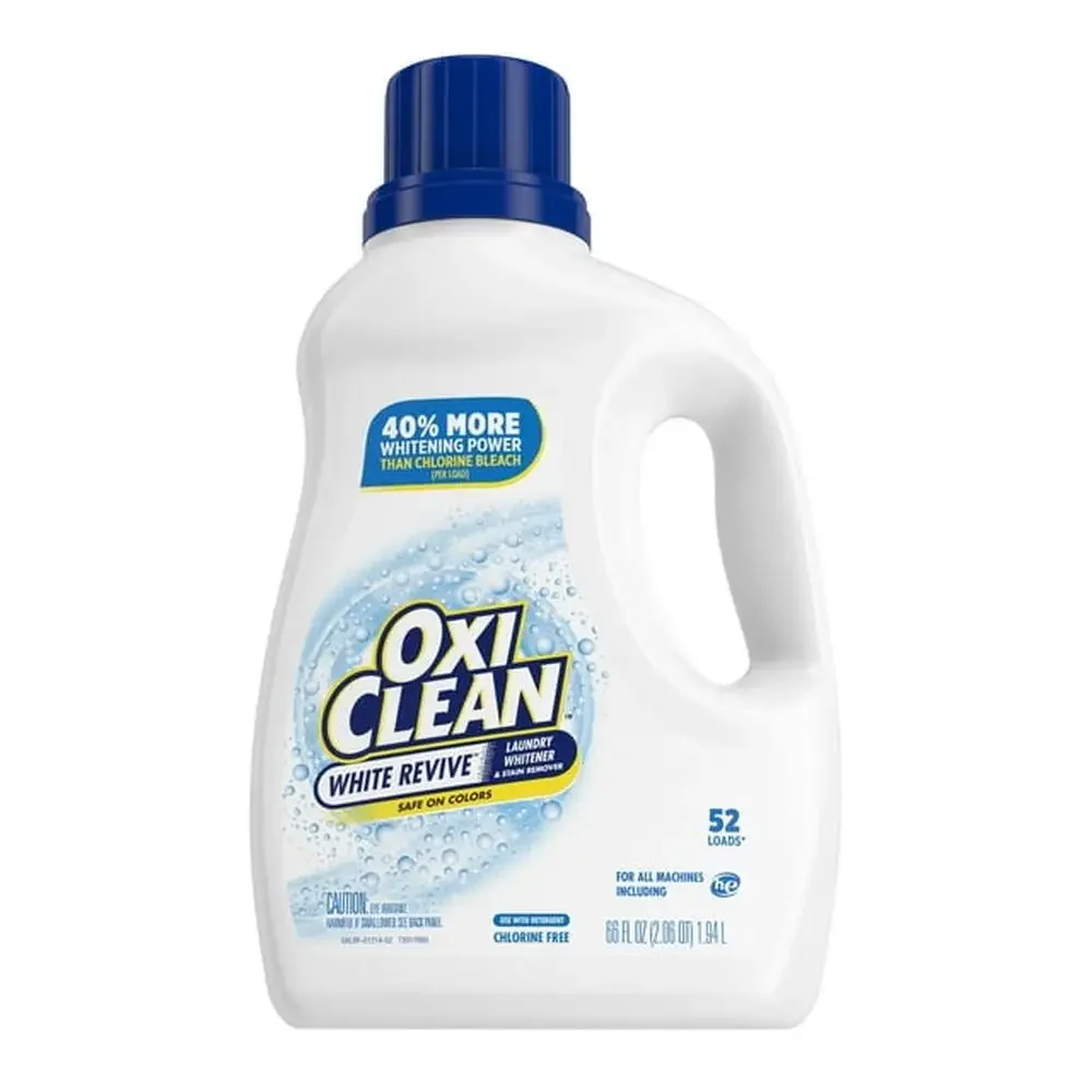 OxiClean White Revive Laundry Whitener Stain Remover Liquid Oxygen-Based Color-Safe 66 fl oz Machine Wash HE Safe 52 Loads